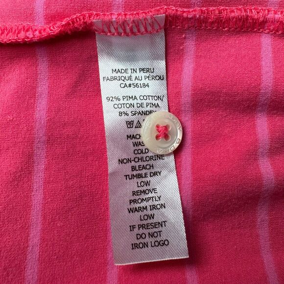 B. Draddy Men Polo Shirt Large Pink Striped Golf Performance Pima Cotton Stretch - Picture 11 of 13